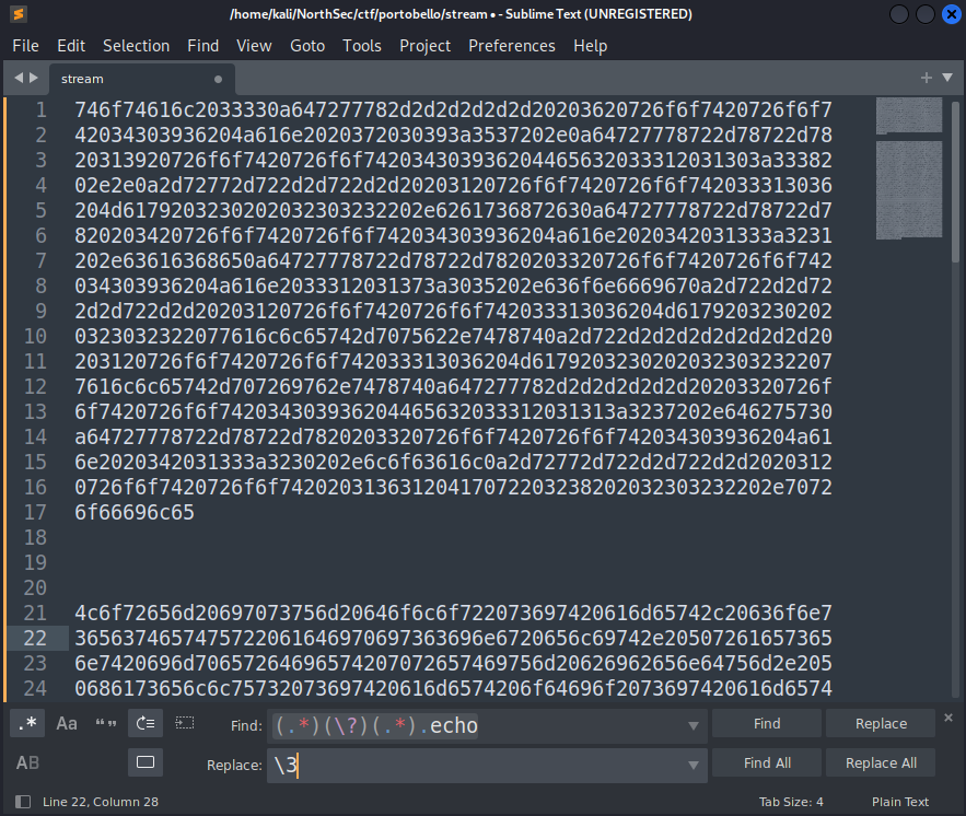 Isolated ASCII bytes