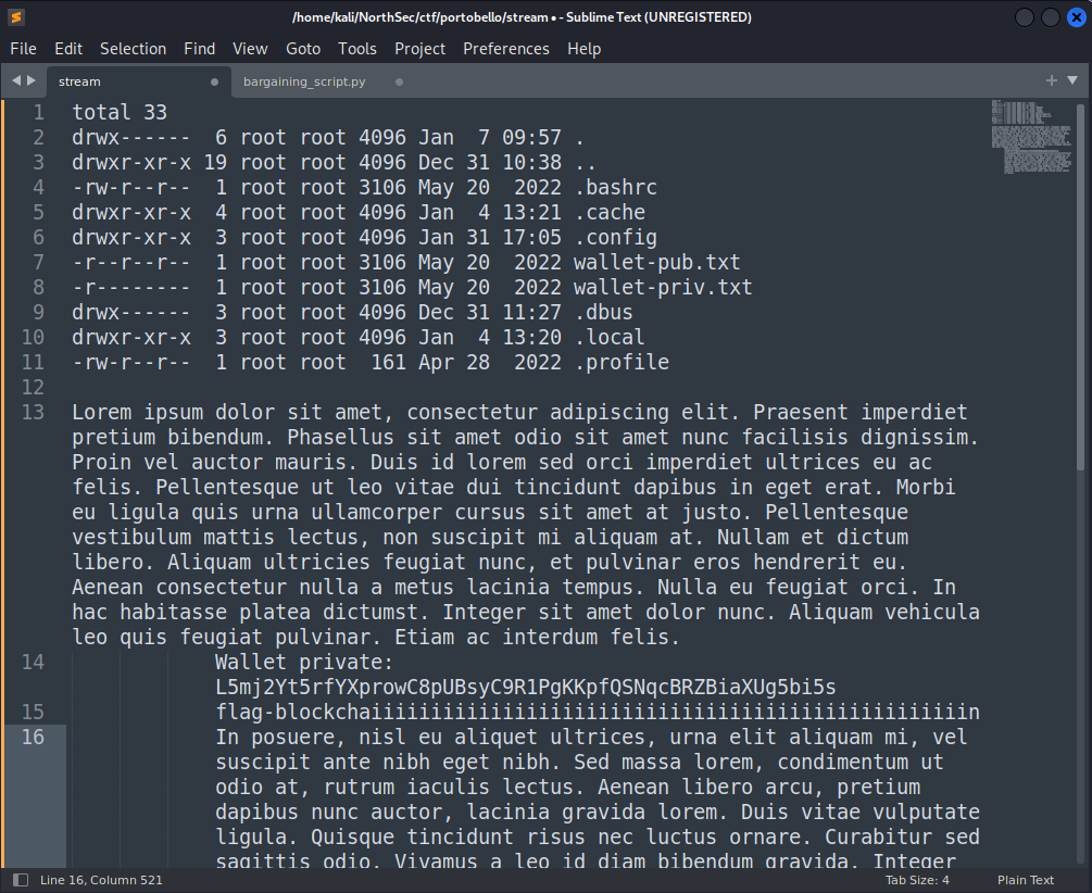 Decoded ls and cat data